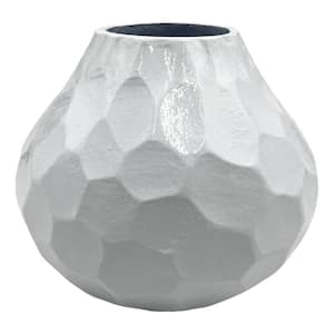 8 in. Decorative Aluminum Volcano Vase in White