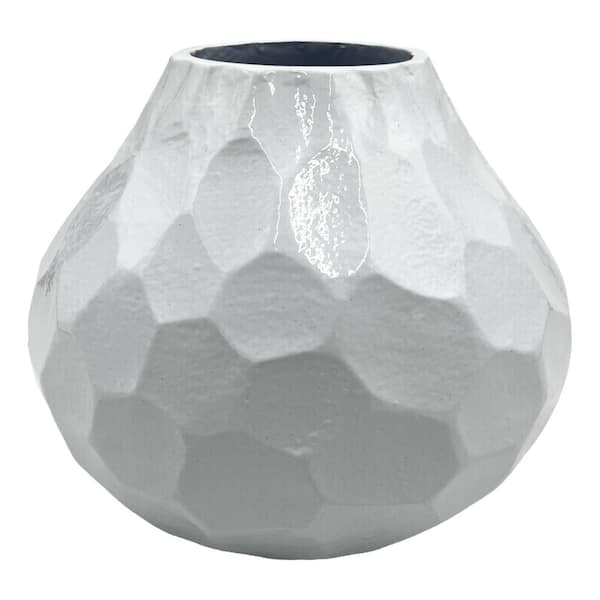 castellousa 8 in. Decorative Aluminum Volcano Vase in White