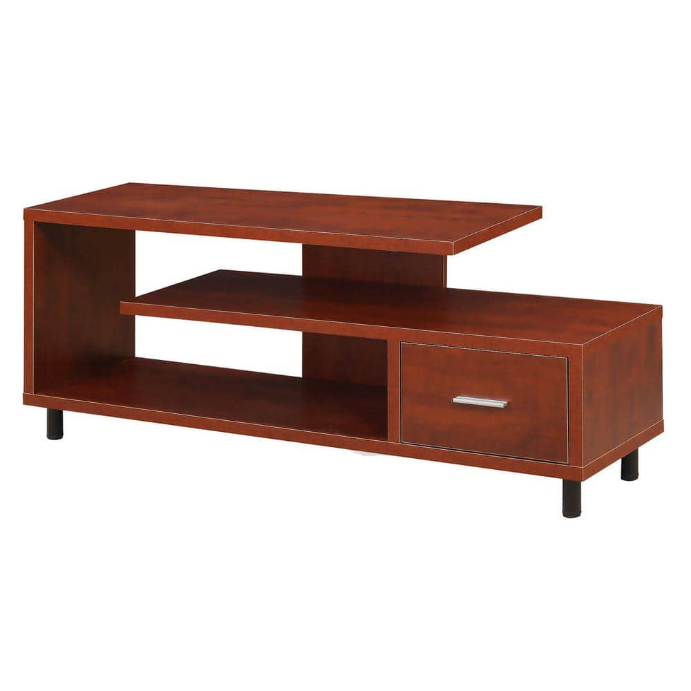 Cherry 60" TV Stand with Shelves and Drawer
