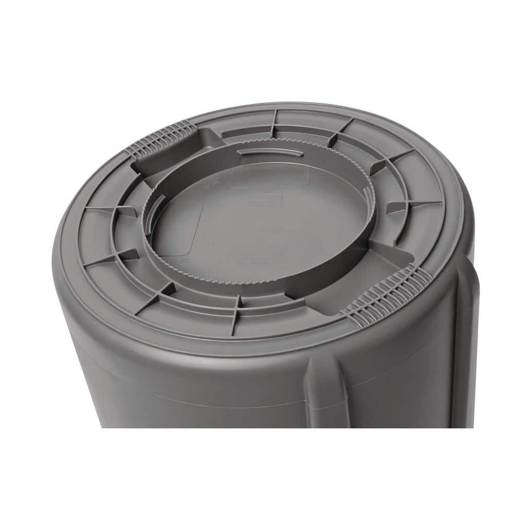 Gray 10-Gallon Round Plastic Commercial Garbage Receptacle