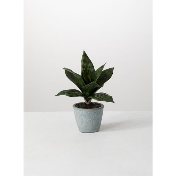 SULLIVANS 10 in. Green Artificial Potted Sansevieria