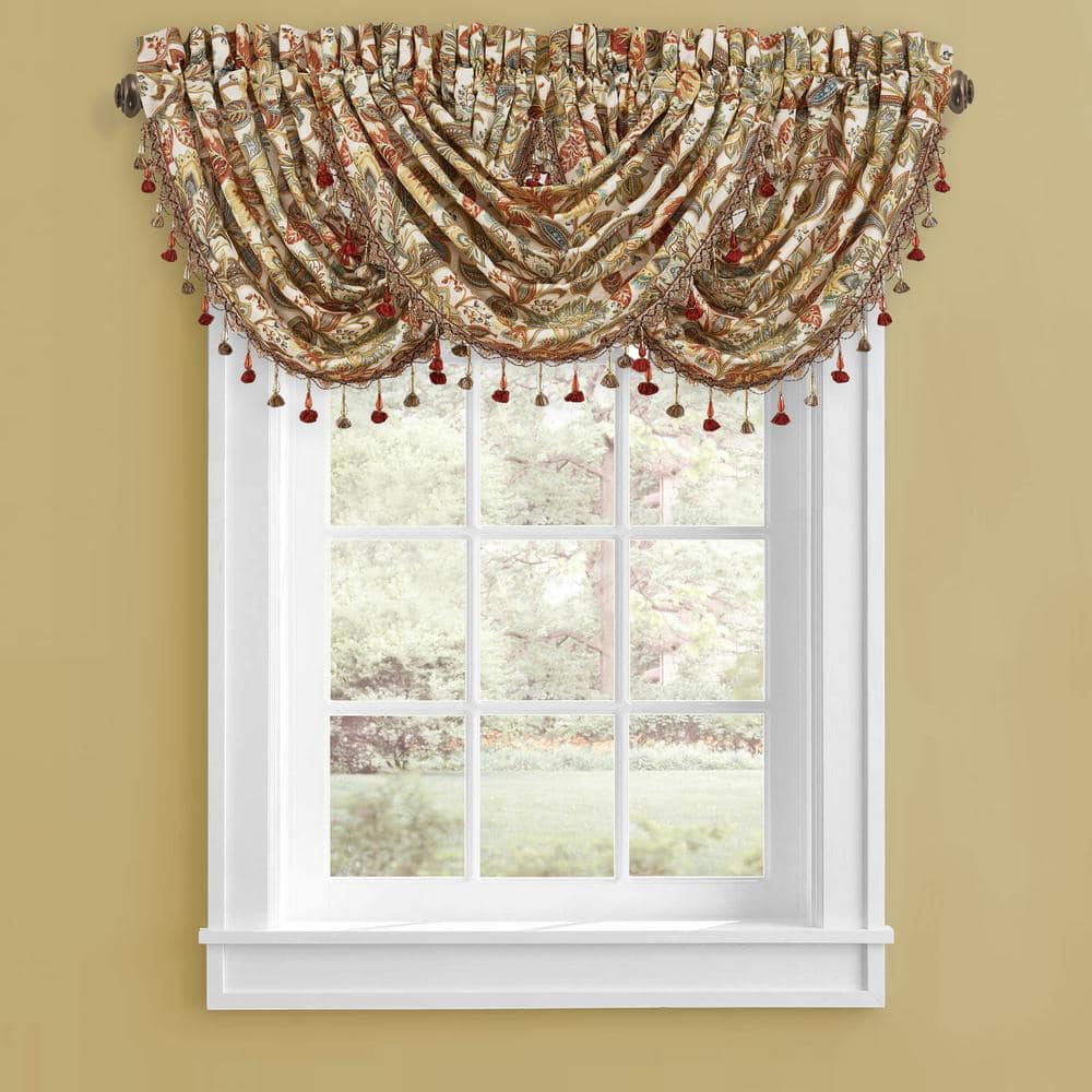 August Multi Cotton Window Waterfall Valance 2480999WTRSW The Home Depot   Multi Window Valances Scarves 2480999wtrsw 64 1000 