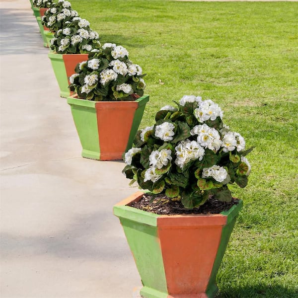 HONEY JOY 2-Pcs Artificial Begonia Topiary Ball Trees 22.5 in