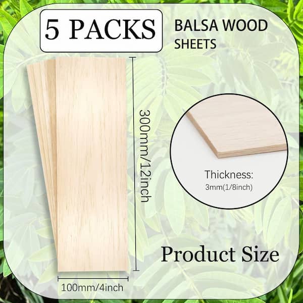 Afoxsos 1/8 in. x 4 in. x 12 in. Balsa Wood Project Panel