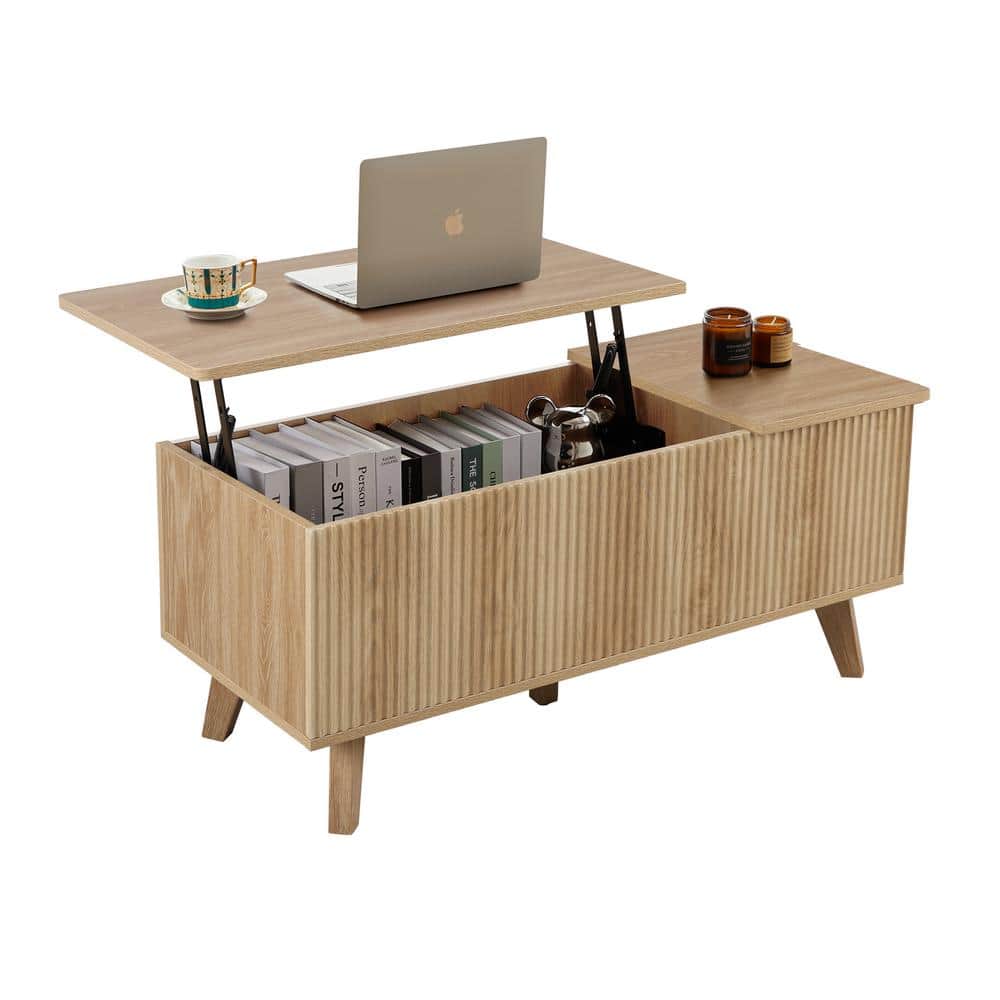 39 in. Natural Rectangle Wood Lift-top Coffee Table With Storage(17. 71in. D x 39. 37in. W x 17. 71inH) -  ATHMILE, NAD-61404X38-A