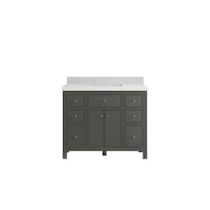 Sonoma 42 in. W x 22 in. D x 36 in. H Bath Vanity in Pewter Green with 2" Carrara Quartz Top