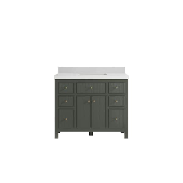 Willow Collections Sonoma 42 in. W x 22 in. D x 36 in. H Bath Vanity in Pewter Green with 2" Carrara Quartz Top
