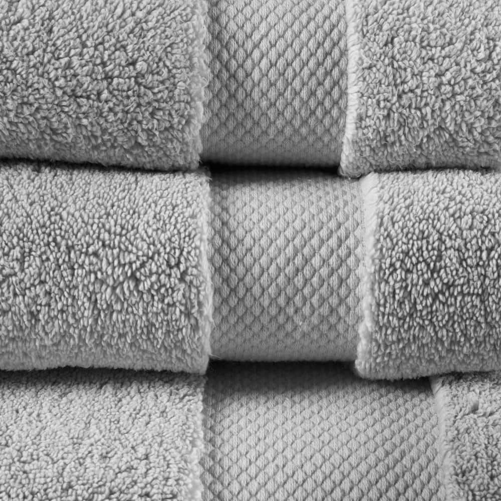 Oversized Soft Plush Gray Cotton Hand Towel Set