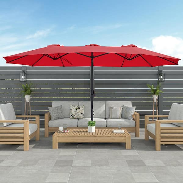 Maypex 15 ft. x 9 ft. Market Rectangular Outdoor Patio Umbrella in Red