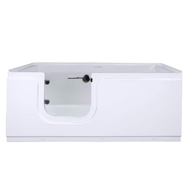 Homeward Bath Aquarite 59 in. x 30 in. x 24.5 in. Acrylic Freestanding Walk-In Bathtub in White with Waterproof LHS Door/Drain
