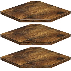 7 in. W x 7 in. D Brown Corner Shelf Wall Mount Floating Corner Shelves Set of 3 Decorative Wall Shelf