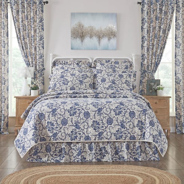 VHC BRANDS Dorset Navy Floral Farmhouse Twin Cotton Quilt