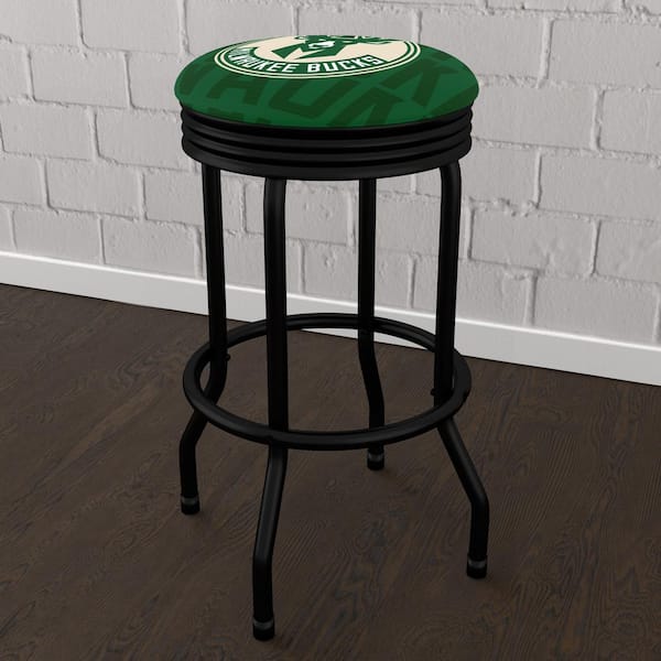 Unbranded Milwaukee Bucks City 29 in. Green Backless Metal Bar Stool with Vinyl Seat