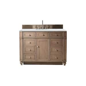 Bristol 48 in. W x 23.5 in. D x 34 in. H Bathroom Vanity in Whitewashed Walnut with Ethereal Noctis Quartz Top