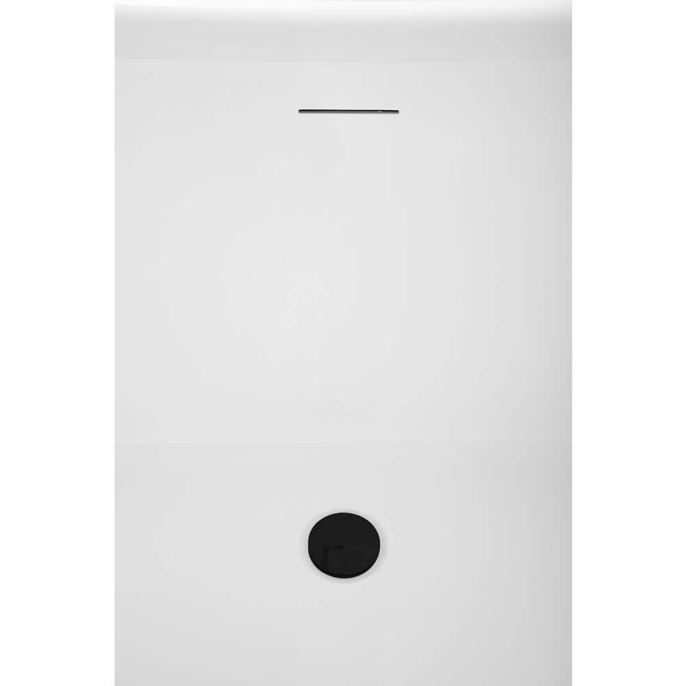 59" Glossy White Acrylic Freestanding Slipper Tub with Matte Black Trim