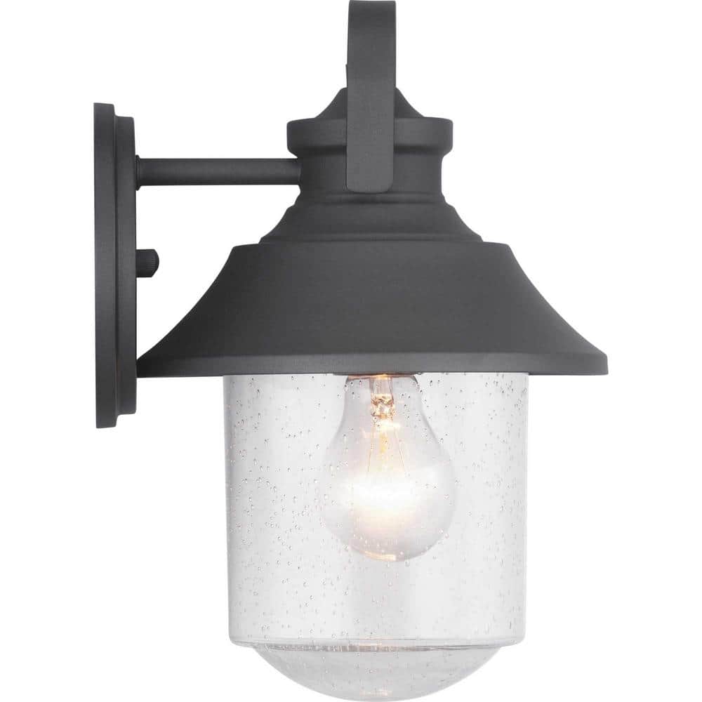 Black Bronze Medium Outdoor Wall Lantern with Clear Glass