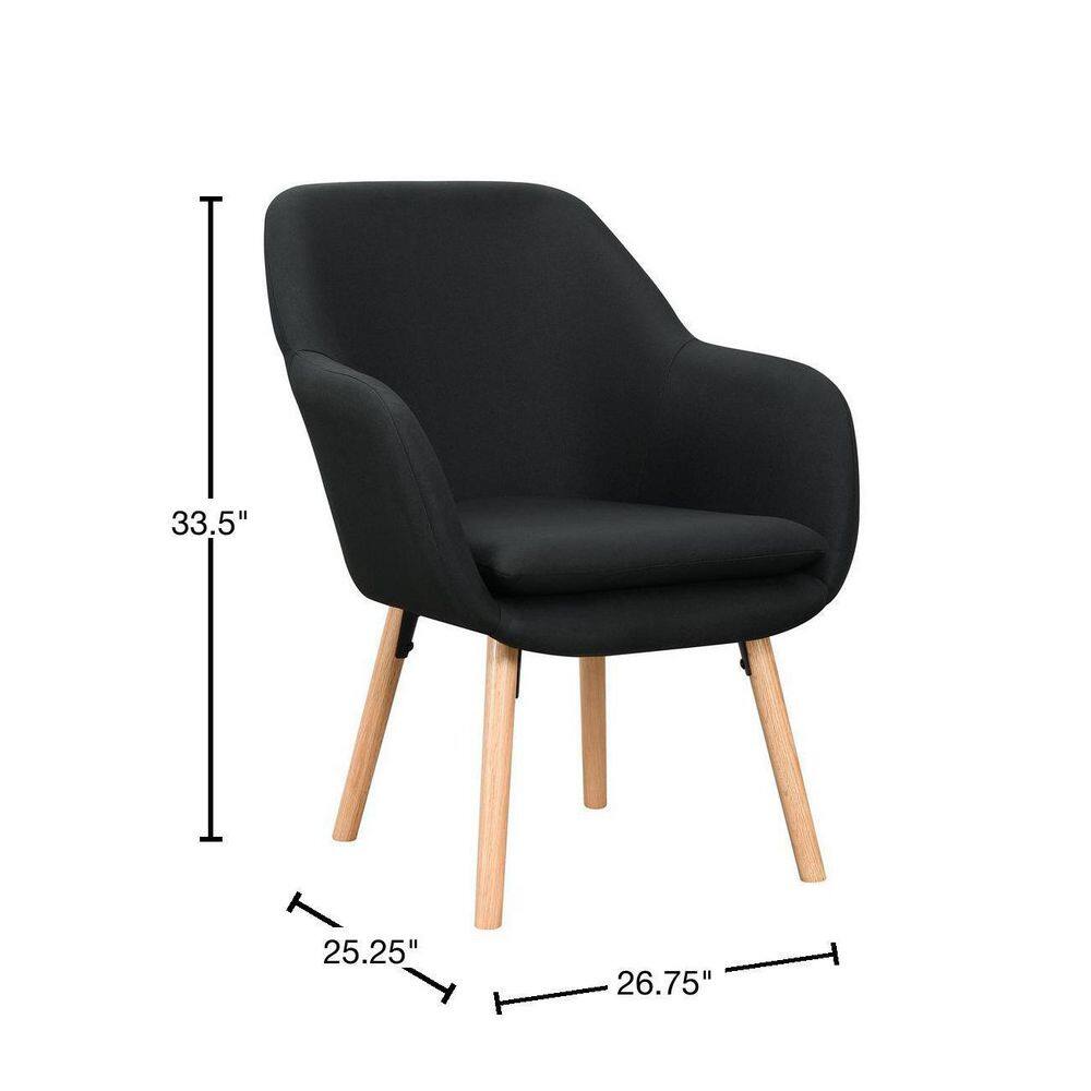 Charlotte Wingback Black Velvet Accent Chair with Sustainably Sourced Wood