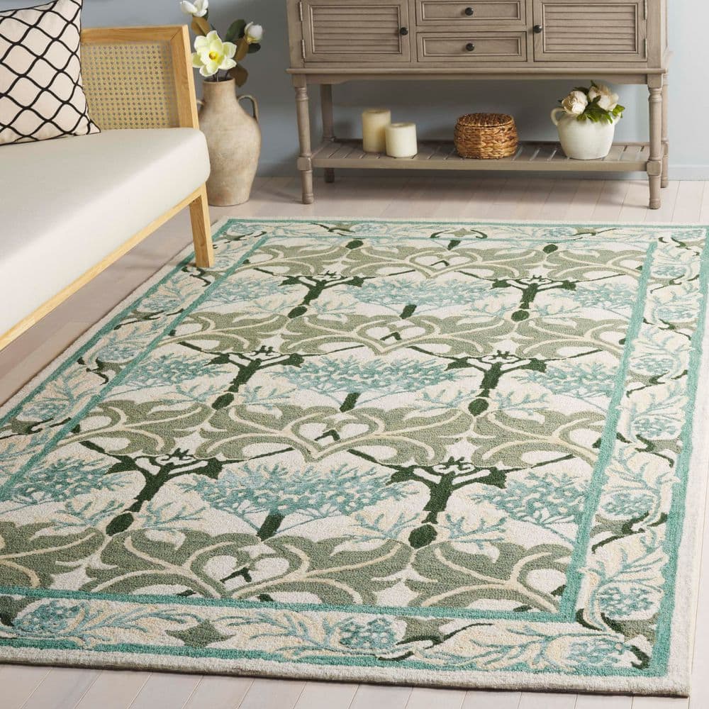 Earthly Treasures 4 ft. x 6 ft. Ivory/Teal Botanical Trellis Area Rug price history on PriceWatchPro