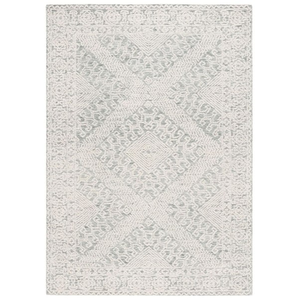 SAFAVIEH Textural 5 ft. x 8 ft. Sage/Ivory Diamond Border Area Rug