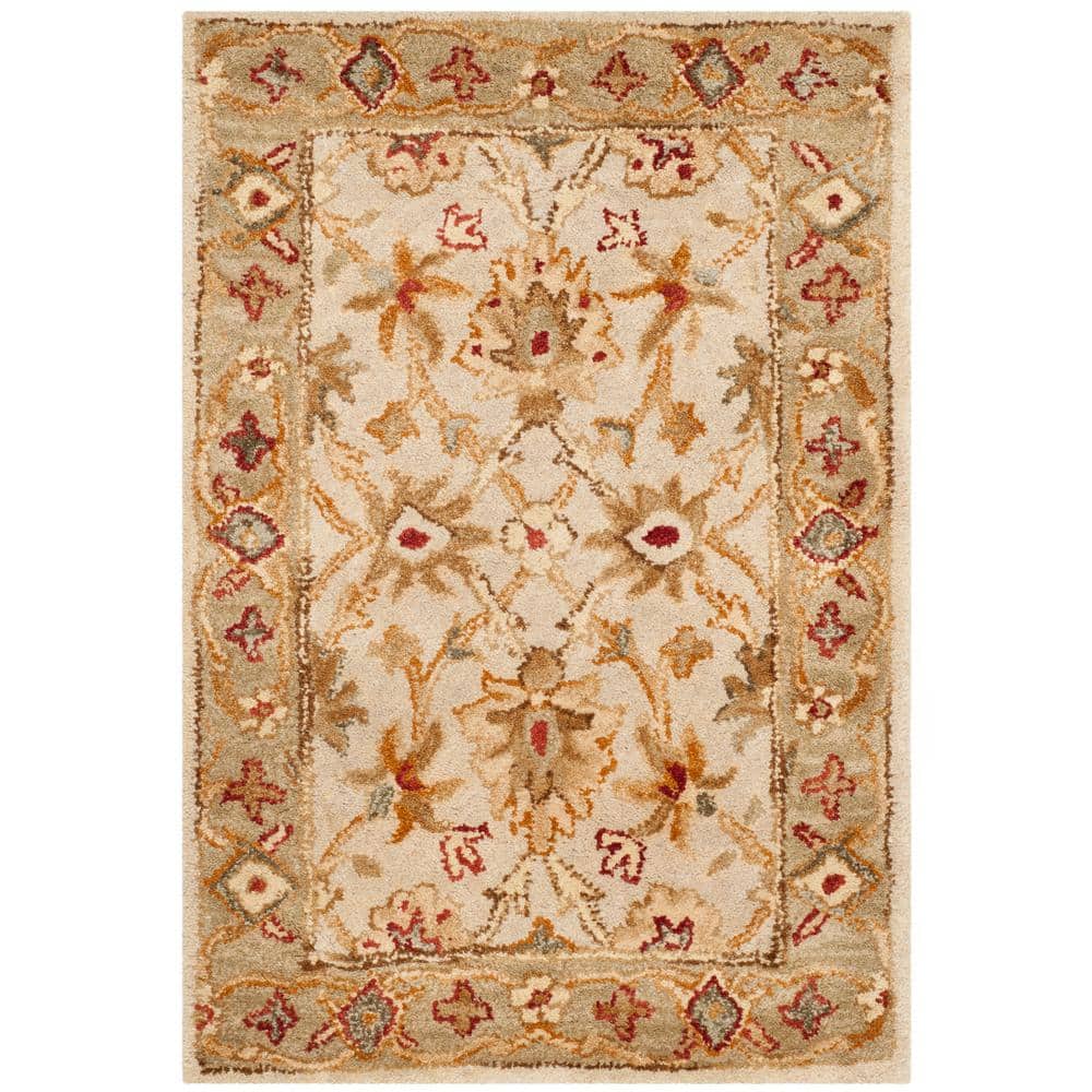 SAFAVIEH Antiquity Gray Beige/Sage 2 ft. x 3 ft. Border Area Rug AT816B