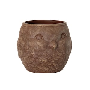 5.5 in. L x 5.5 in. W x 5.25 in. H Brown Indoor/Outdoor Resin Bird Decorative Pot