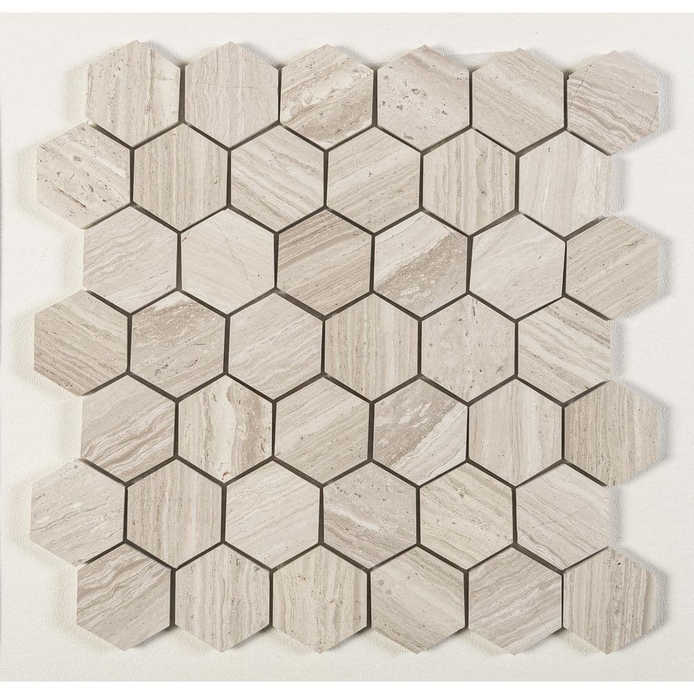 Clai Tan and Brown Matte Honeycomb Mosaic Tile