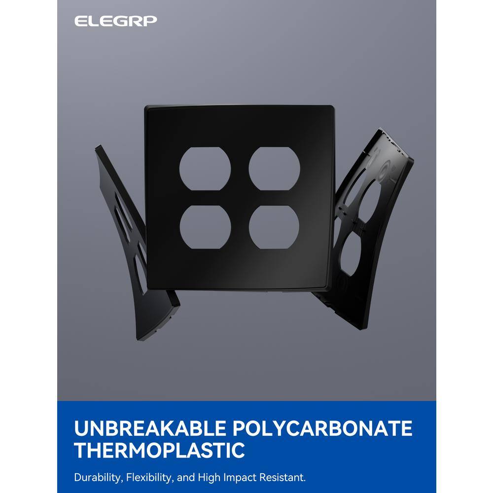 Black 4-Gang Duplex Outlet Plastic Wall Plate Set