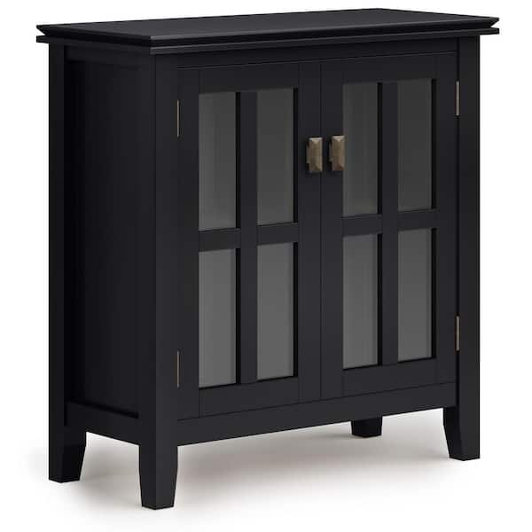 Simpli Home Artisan Solid Wood 30 in. Wide Contemporary Low Storage Cabinet in Black