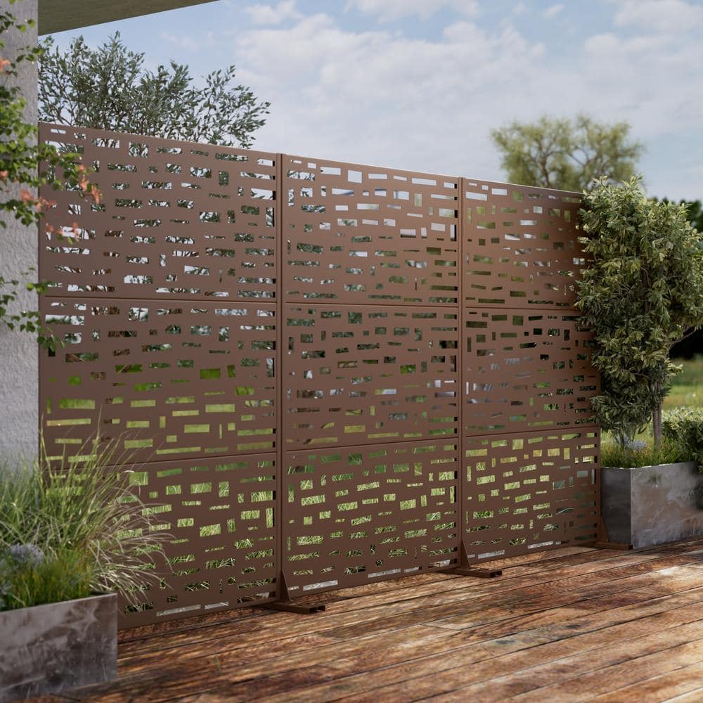 Gerald 72 in. Galvanized Steel Garden Fence Outdoor Privacy Screen Garden Screen Panels in Brown price history on PriceWatchPro
