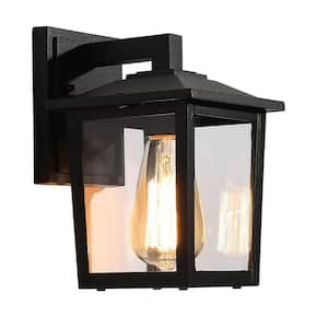 9 in. H 1-Light Textured Black Outdoor Pendant Light with Clear Glass, Ideal for Exteriors (Set of 2 )
