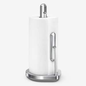 Precision-tuned Tension Arm Countertop Brushed Stainless Steel Paper Towel Holder with Finger Loop