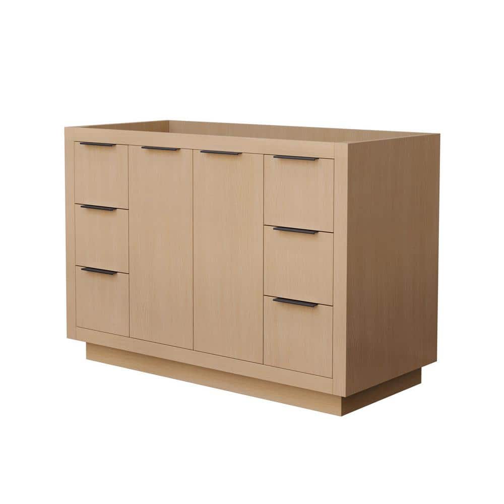Maroni 47.25 in. W x 21.75 in. D x 33 in. H Bath Vanity Cabinet without Top in Light Straw with Matte Black Trim price history on PriceWatchPro