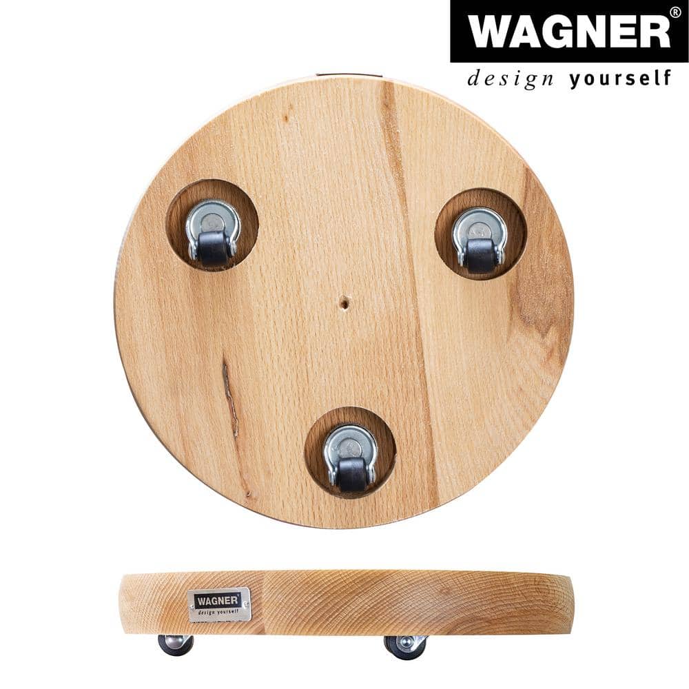Beech Wood Round Plant Caddy with No-Show Swivel Casters