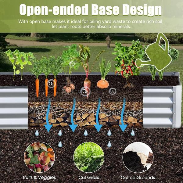 Unbranded - 6 ft. x 3 ft. x 1 ft. Galvanized Steel Raised Garden Bed - Heavy-Duty Outdoor Planter for Vegetables, Flowers, and Herbs