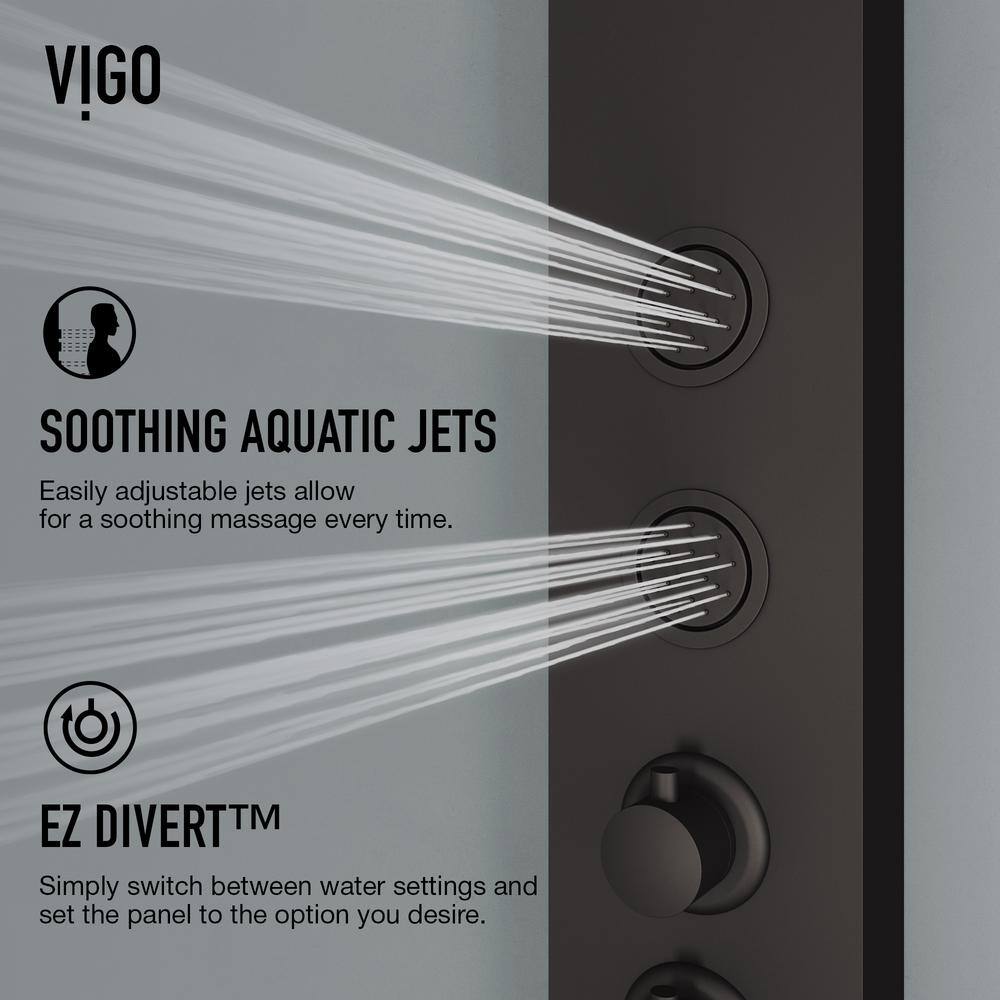 Bowery Matte Black 59" Shower Panel with 4-Jet System and Hand Shower