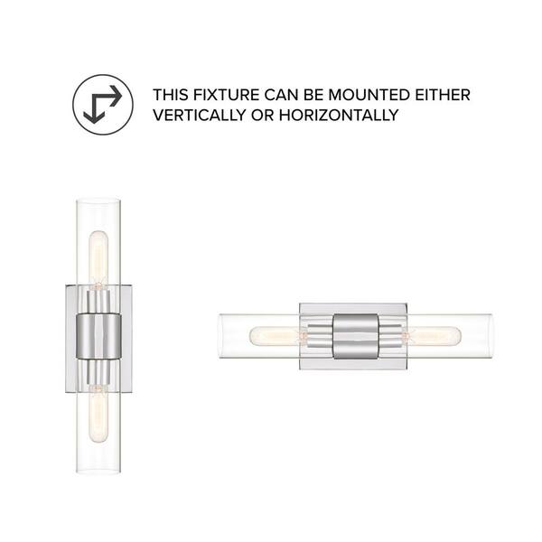 Designers Fountain - Anton 4.5 in. 2-Light Chrome Transitional Wall Sconce with Clear Glass Shades