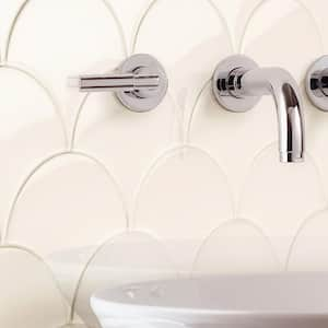 Beta Pure White 5 in. x 0.39 in. Scallop Polished Ceramic Tile Sample