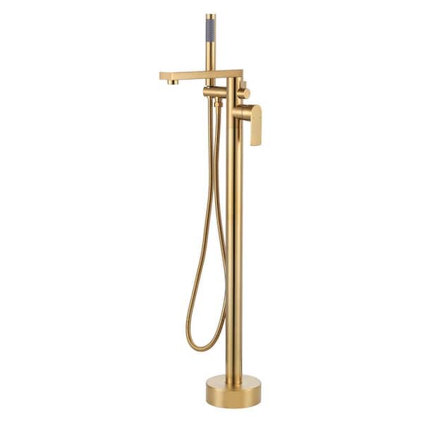 VEVETTA Single-Handle Freestanding Tub Faucet with Handheld Shower in. Gold