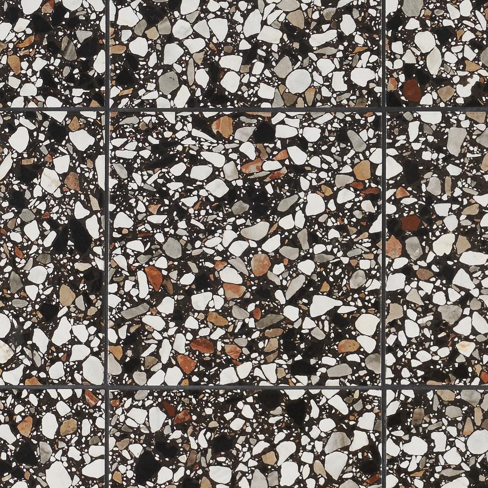 Grain Black Matte Porcelain Patterned Floor and Wall Tile