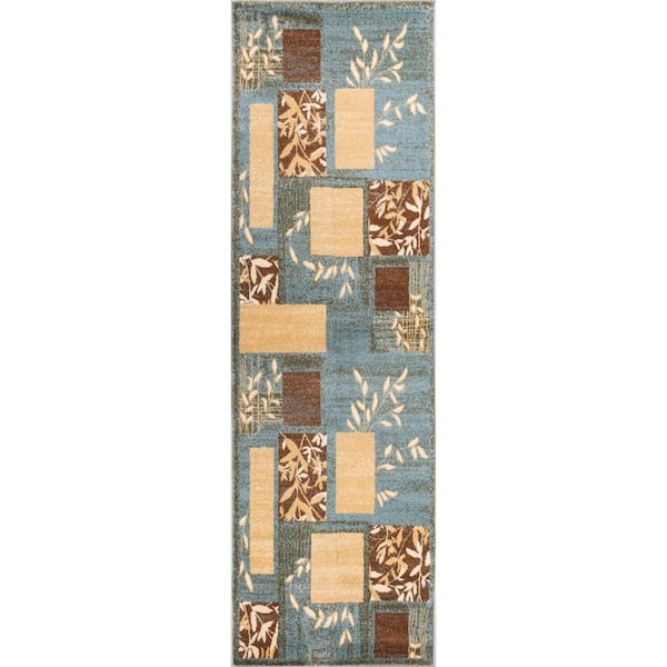 Barclay Hannover Light Blue 2 ft. x 7 ft. Modern Geometric Runner Rug