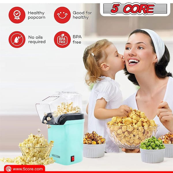 Aoibox 1,100 W 64 oz. Black Hot Air Popcorn Machine Hot Air Electric Popper Kernel Corn Maker BPA Free No Oil