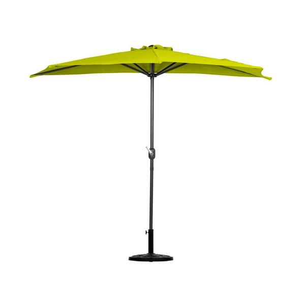 WESTIN OUTDOOR Peru 9 ft. Market Half Patio Umbrella in Lime with Base