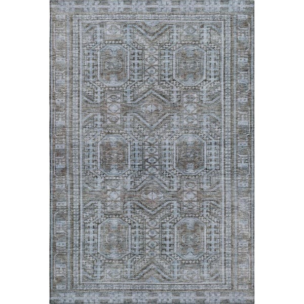 Mayfield Premium Machine Washable Abstract AMF1920 Chocolate 9 ft. x 12 ft. Area Rug