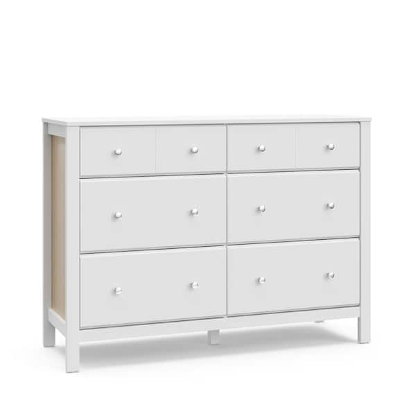 Storkcraft Horizon White with Driftwood 6-Drawer 47.88 in. Wide Dresser ...