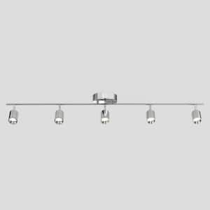 Shura Polished Chrome Integrated LED Fixed Track Light Rotatable Cylinder Head 4 ft. Track Lighting Kit 3000K 2450 Lumen