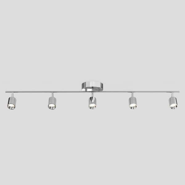 Shura Polished Chrome Integrated LED Fixed Track Light Rotatable Cylinder Head 4 ft. Track Lighting Kit 3000K 2450 Lumen