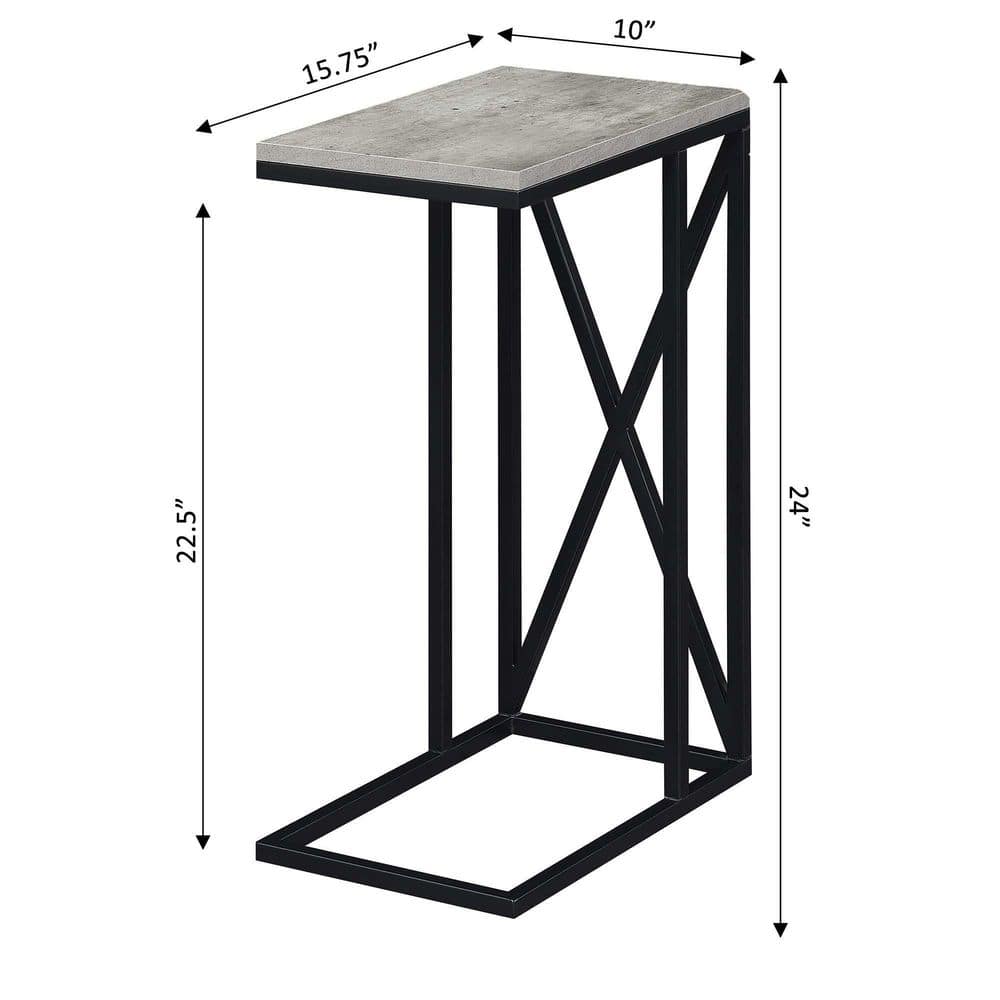 Tucson C 16'' Birch and Black Metal Frame C-Shape End Table