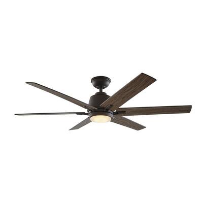 Kensgrove 54 in. Integrated LED Indoor Espresso Bronze Ceiling Fan with Light Kit Works with Google Assistant and Alexa