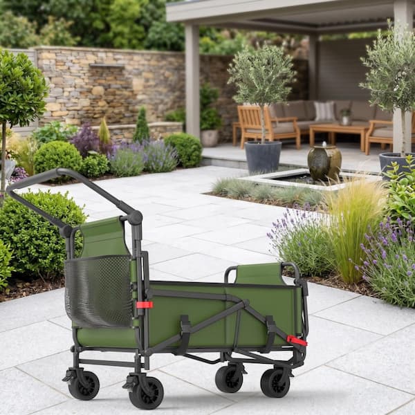 4.63 cu. ft. Metal Garden Cart with 6.5" Tires,400 Lbs Capacity  in Military Green