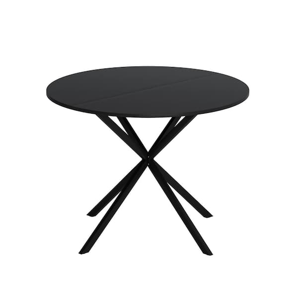 Sudzendf Black MDF Round Outdoor Side Table 1-Piece